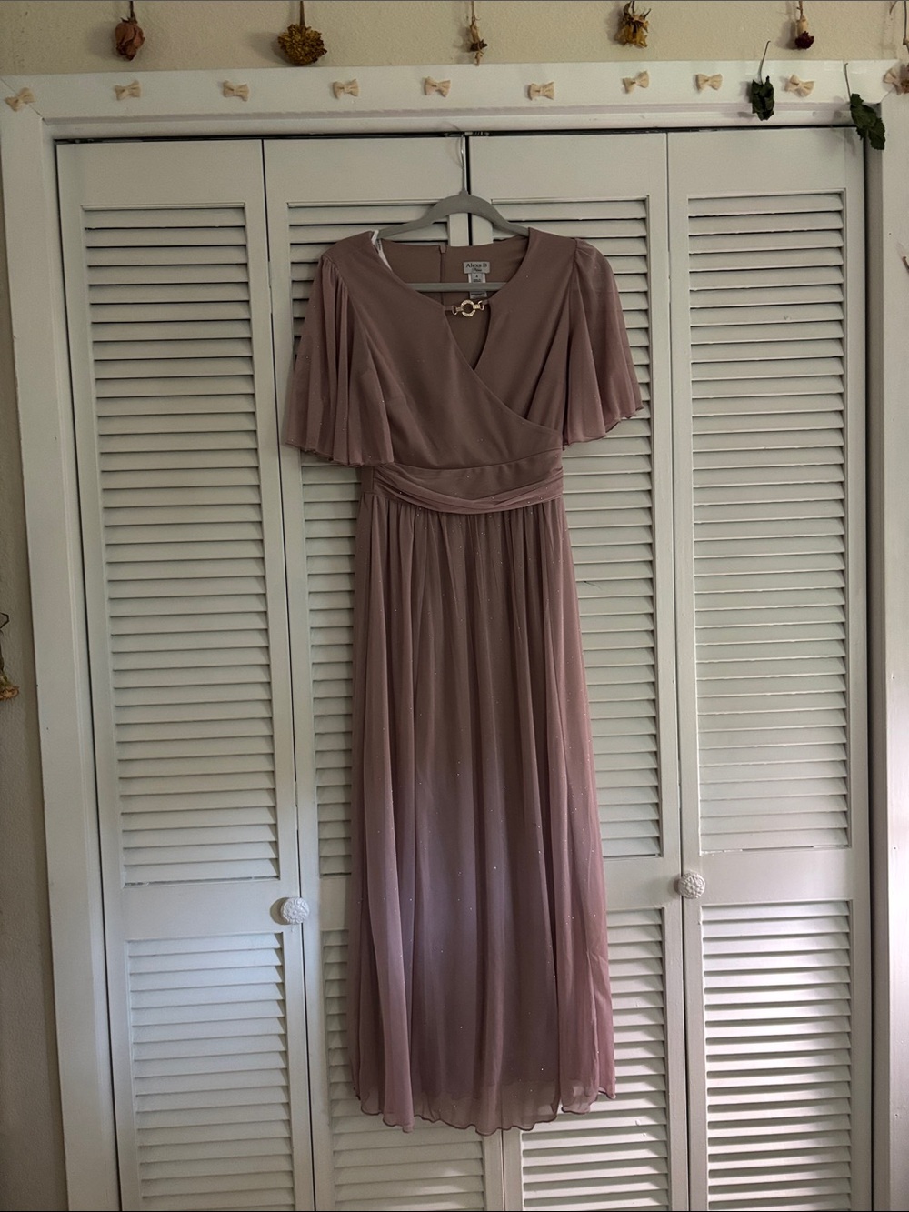 Dusty Rose Flutter-Sleeve dress